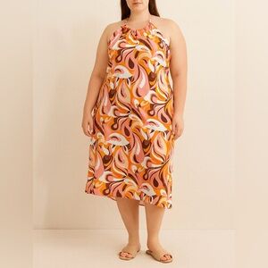 NWT ELOQUII   Babydoll Preppy Midi Dress Size L Multicolor Size 16